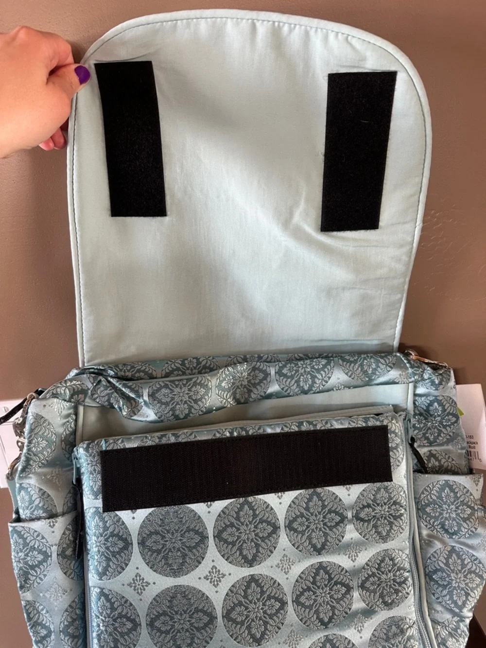 Petunia Pickle Bottom Light Blue Patterned Baby Bag